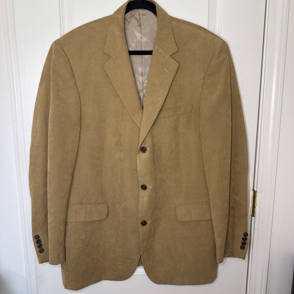 Gianfranco Ruffini Italy Men's 44 Tan Suede Sport Coat Blazer Silk Lined VTG